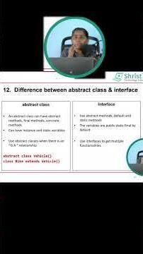Java Interview Questions-12| Difference between abstract class and interface #shristitechacademyjava