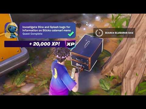 How to EASILY Investigate Dine and Splash bags for information on the Sticks calamari menu Fortnite