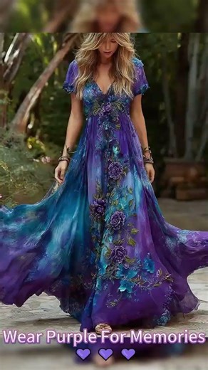 Flowy Purple Boho Dresses for Alzheimer’s Awareness