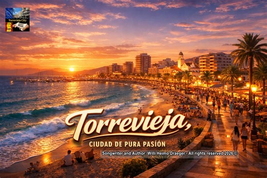 💙💙💞💞😎😍😍🎼🎼🎹🎹🎹😎😎 🎶 Torrevieja, ciudad de pura pasión 🎶 Sol, mar y ritmo que encienden el corazón 🌅🌊💃 Un viaje musical lleno de energía, verano y emociones sin fin 🔥🎧 ¡Déjate llevar, baila y siente la pasión de Torrevieja! ❤️🎉 - 12 Años Torrevieja City 2014 - 2026.." 😍😍 ...Publicidad - Advertising... !!! 56.660 Followers 😎 🎥 y 🎹 : Torrevieja City © 2026 Songwriter: Willi Heimo Draeger Todos los derechos de uso nos pertenecen, los derechos de autor de todas las letras de l