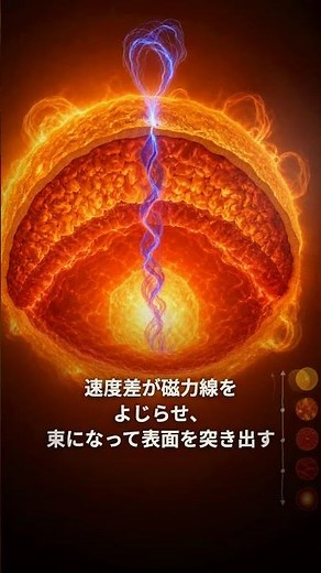 太陽の黒点はなぜ暗いのか——差動回転が磁力線をねじる正体｜30秒物理