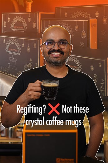 Soan papdi and tea-coffee sets keep changing hands every festive season — we all know it 😄. But these coffee mugs? They won’t be re-gifted. These are the Ethno Barista glasses by Nachtmann, a 190-year-old German house known for its exquisite crystal glassware. Crystal stands far above regular glass — it refracts light beautifully and adds that signature sparkle to your home. Scandinavian-inspired, these mugs are full of character — the intricate cuts add a touch of luxury to every sip. Perfect 