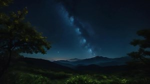 Download A stunning fantasy animation featuring clouds moving over majestic mountains at sunset, creating a vibrant, glowing sky that evokes a sense of adventure and mystery in a surreal, dreamlike world. for free