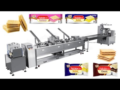 Automatic Sandwich Biscuit Flow Wrapping Machine With Cream Injector