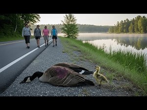 Heartbreaking Scene: Baby Goose Cries Beside Its Injured Mother After a Road Accident