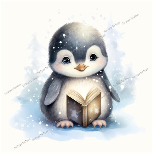 Reading Penguin Fabric Panel, Quilt Sewing Square, Multiple Sizes, Fc6i - Etsy