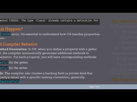Understanding the CS0102 Error in C# : Why a Property Setter Can Cause Conflicts