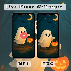 Fond d'écran animé mignon de lanterne fantôme d'Halloween pour iPhone | Papier peint animé | Téléchargement numérique effrayant - Etsy France