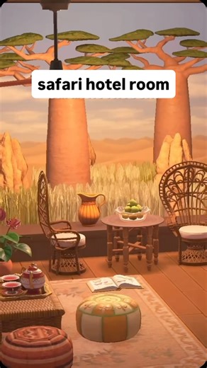 whimsy ✨ on Instagram: "safari themed hotel room I built for Mott’s visit! i had a lot of fun making this one. #acnh #animalcrossing #animalcrossingcommunity #acnhinspo"