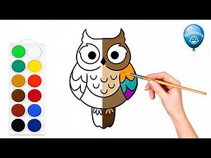 🦉 How to Draw and Color a Cute Owl Step by Step 🌈 Easy Owl Drawing for Kids | Kidosphere