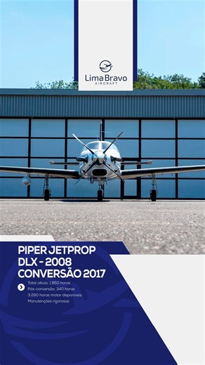 Lima Bravo Aircraft on Instagram: "PIPER JETPROP DLX – ANO 2008 | CONVERSÃO 2017 Apresentamos um Piper JetProp DLX, ano 2008, com conversão realizada em 2017, em excelente estado geral, manutenção rigorosamente em dia e pronto para operação imediata. Uma aeronave reconhecida por entregar performance de turboélice com custos operacionais extremamente competitivos. Equipada com motor Pratt & Whitney PT6A-35, potência de 560 SHP, possui 1.850 horas totais de célula e apenas 340 horas após a convers