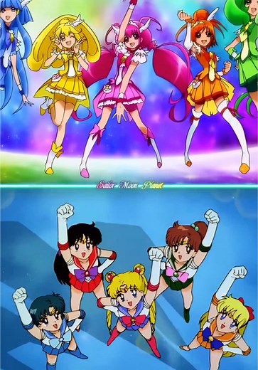 セーラームーンとプリキュアの変身バトル
