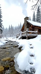 Would You Spend Christmas in a Cabin Like This? Snow outside, fire crackling inside, and twinkling lights all around — the perfect Christmas retreat for anyone who dreams of peace, warmth, and winter magic. #cabinlife #snow #Christmas | Mountain Cabin