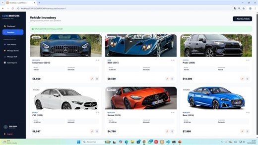 Car Showroom Management System PHP, MySQL Tailwind (AI-Generated Code) | Gianluca Pietrolucci