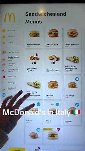 In case anyone was wondering what McDonald’s menu is like in Italy 🇮🇹