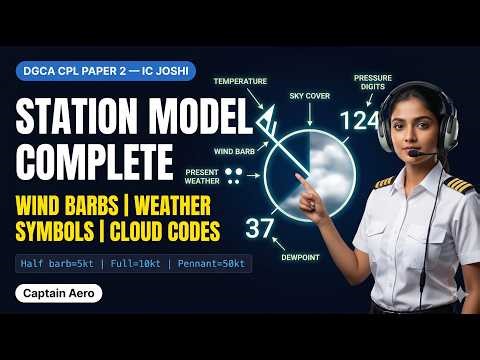 Station Model Complete | Wind Barbs, Weather Symbols, Cloud Codes, Pressure | DGCA CPL Paper