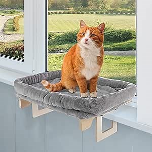 Cat Scratch Window Perch, Sturdy Cats Hammock for Window, Scratching Posts for Indoor Cats. Easy to Adjust Cat Bed for Windowsill, Bedside, Drawer and Cabinet. No Drilling Needed.
