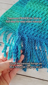 Here's a NEW way to make a twisted fringe! Comment FRINGE for the link to the full step-by-step video tutorial 🎥 Yarn: @redheartyarns Super Saver Stripes in Cool Stripe | Jennifer Ryan