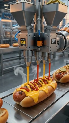 🌭 Future Hot Dog Factory 🤖 | AI Robots Making Perfect Hot Dogs | Futuristic Food Production #Shorts