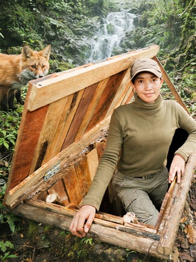 Amazing Girl Builds Hidden Underground Survival Shelter Safe From Wild Fox 1 #outdoors #bushcraft #building #survival