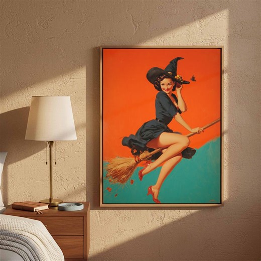 Retro Pin up Witch Canvas Art - Gil Elvgren Style Halloween - Etsy