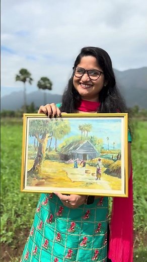 Scenery Painting Reveal | Village Landscape Art Inspired by Nature & Mountains #LandscapePainting