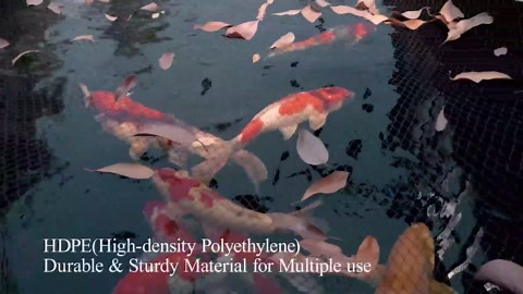 Pond Netting Cover for Leaves, 28 x 30 Koi Pond Net Cover, Durable & Sturdy Pond Netting for Koi Ponds, Protect Koi Fish Against Herons, Raccoons, Cats & Predators, 14pcs Stakes Included