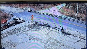 White van crashes into crossing car at intersection in Waddy, Kentucky, USA