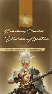 🎯 𝐍𝐞𝐰 𝐇𝐞𝐫𝐨 𝐁𝐫𝐞𝐚𝐤𝐝𝐨𝐰𝐧: 𝐃𝐢𝐯𝐢𝐧𝐞 𝐀𝐬𝐜𝐞𝐭𝐢𝐜⚡ Why does your Lightning Monkey feel like a dud while others are clearing screens in one strike? Here’s the secret: stack his passive fast. Pair him with Sutha for rapid multi-hits, and Ivellios for massive attack speed buffs. Together, they unlock his full Ultimate nuke potential. 🔥 𝐆𝐞𝐚𝐫 𝐭𝐢𝐩: Use Echo of Mountains and seas lifesteal for survival, Executioner set for 100% crit rate, and Kui Spirit Crown to boost burst dam