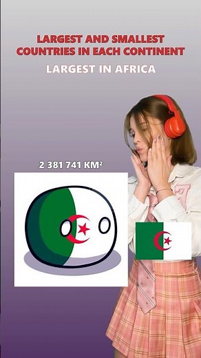 Largest and smallest countries in each continent 😱 #countries #flags #countryballs