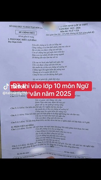 Đề Thi Tuyển Sinh Lớp 10 Môn Văn Năm 2025: Điểm Mới