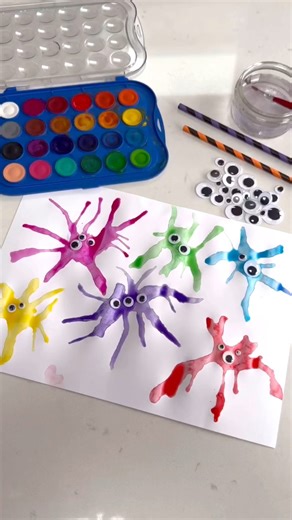 BLOW ART MONSTER CRAFT 🌈✨ - use watered down paint or a watercolour paint pallet. 💦 Take a straw to fan out your colour and form your monsters. 🌈✨ #halloweencraftsforkids #halloweencrafts #fblifestyle #kidscrafts | Learning and Exploring Through Play
