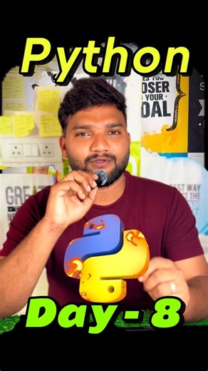 Chaitanya Geddam on Instagram: "🐍 Day 8 is LIVE — Python just got smarter! 🚀 Ever wondered how Python decides what to do? 🤔 That power comes from one simple concept — If-Else. Today you learned how Python: • Checks a condition • Makes a decision • Runs the right code This is the brain of every program. No if-else = no logic. 👇 Save this 👇 Share with someone learning Python 👇 Follow @techwithchay for Day 9 Let’s turn logic into real code 💡🐍 #techwithchay #python #viral #TeluguTech #python