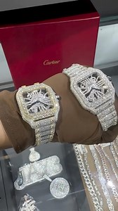 Cartier santos skeleton 💎iced out Free shipping worldwide ✈️ - - -#icedoutwatch #jewelrymaking #icedoutchain #audemarspiguet #pateknautilus #patekphilippe #cartier #cartiersantos #moissanitejewelry | Iced out empire👑
