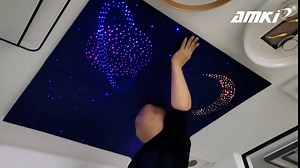 AMKI 16W Bluetooth Twinkle Fiber Optic Star Ceiling Lights Lamp Kit, LED RGBW Engine Driver APP/Remote Control, Mix 335 Strands (0.75mm+1mm+1.5mm) 9.8ft/3m Long + Crystal