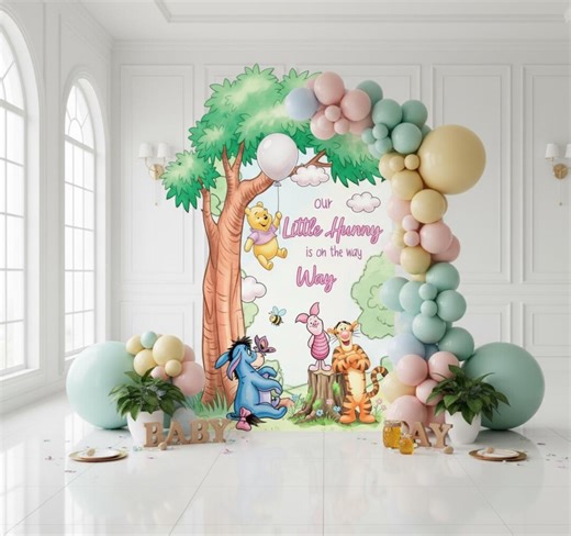Pink Winnie the Pooh Baby Shower Backdrop, Large Tree Cutout, 1st Birthday Decoration, Baby Announcement, Pooh and Friends Cutouts - Etsy