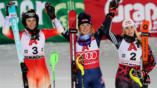 Mikaela Shiffrin wins 6th straight World Cup slalom, edges Camille Rast in Austria