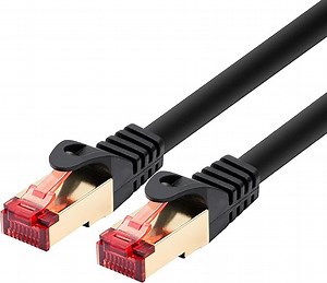 BIGtec LAN Kabel 7,5m Ethernet Kabel Netzwerkkabel Patchkabel vergoldete RJ45 Stecker doppelt geschirmt schwarz Gigabit für Netzwerk Switch Router DSL PC Computer Laptop Gaming