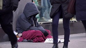 Person With Please Help Sign Sitting On Side Stock Footage SBV-338834151 - Storyblocks