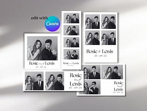 Editable Photo Booth Template, Black and White, Modern and Minimalist Photobooth Canva Digital Template, 2x6 and 6x2 - Etsy