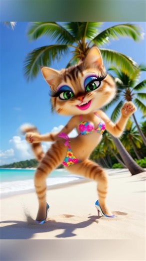 Cat in a bikini & high heels dancing on the beach 😱🐱 Is this REAL or AI?! Watch till the end... you won’t believe it 🔥👇 People on the beach were SHOCKED 😂 Tell me in the comments: real or fake? #Viral #AI #Cat #FYP #trending
