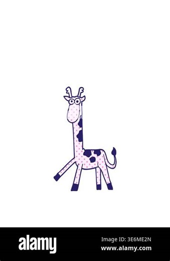 rise and float animation of a cartoon doodle walking giraffe Stock Video Footage - Alamy