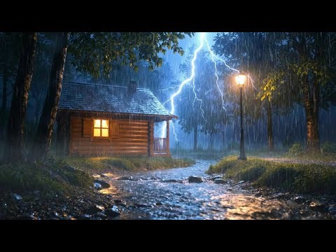 Cozy Wooden Cabin During a Thunderstorm 🌧️ | Rain Sounds for Deep Sleep (No Music)