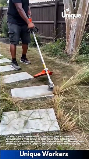 Weed Eater in Action: Trimming Overgrown Grass