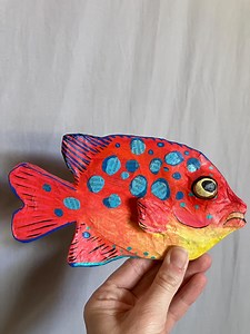 Paper Mache Wall Art Fish Sculpture Garibaldi California Fish - Etsy