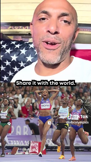 Desmond Thomas sends heartfelt message to his daughter, Gabby Thomas after she wins the women's 200m race. 🥹❤️ #ParisOlympics #USATF #TeamUSA
