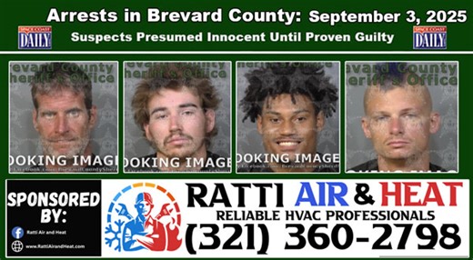Arrests In Brevard County: September 3, 2025 – Suspects Presumed Innocent Until Proven Guilty - Space Coast Daily
