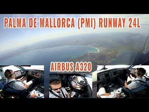 Palma de Mallorca (PMI) | Airbus approach over the island to runway 24L | pilots + cockpit view | 4k