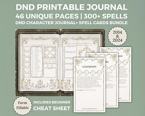 Printable Dnd Character Journal   Dnd 2024 2014 Spell Card Bundle | Dungeons and Dragons Dnd Character Sheet | Dnd Campaign Journal - Etsy Australia