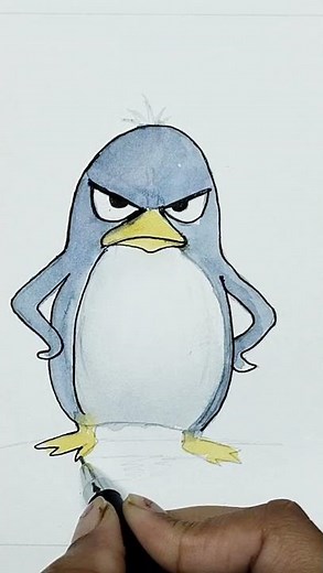 angry penguin drawing #shorts #panguin #art #drawing